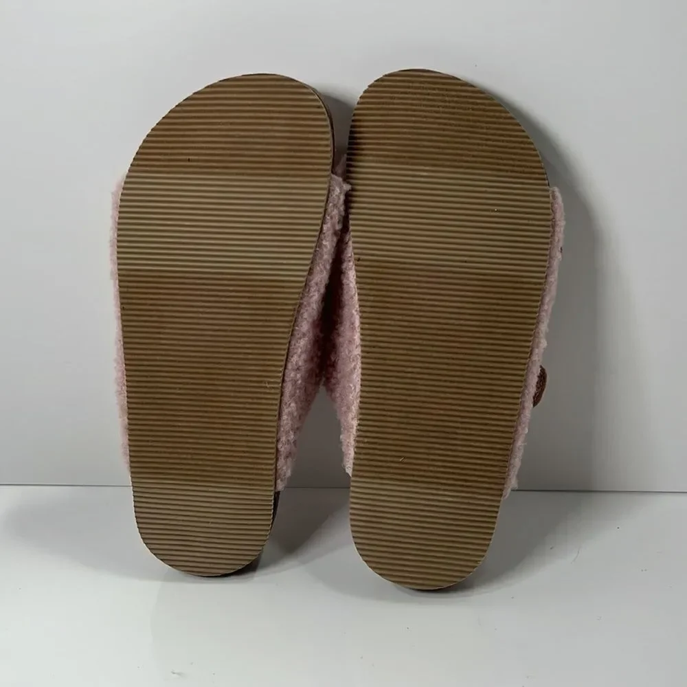 Harper Canyon Girls Pink Sherpa Sandals sz 1 NEW #K-52